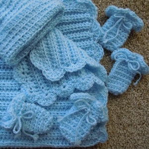 Baby Blanket Set, Newborn Blanket Set, Soft Blue Baby Blanket, Blue Blanket Hat Mittens Booties Set, Baby Blanket, Blue Newborn Set