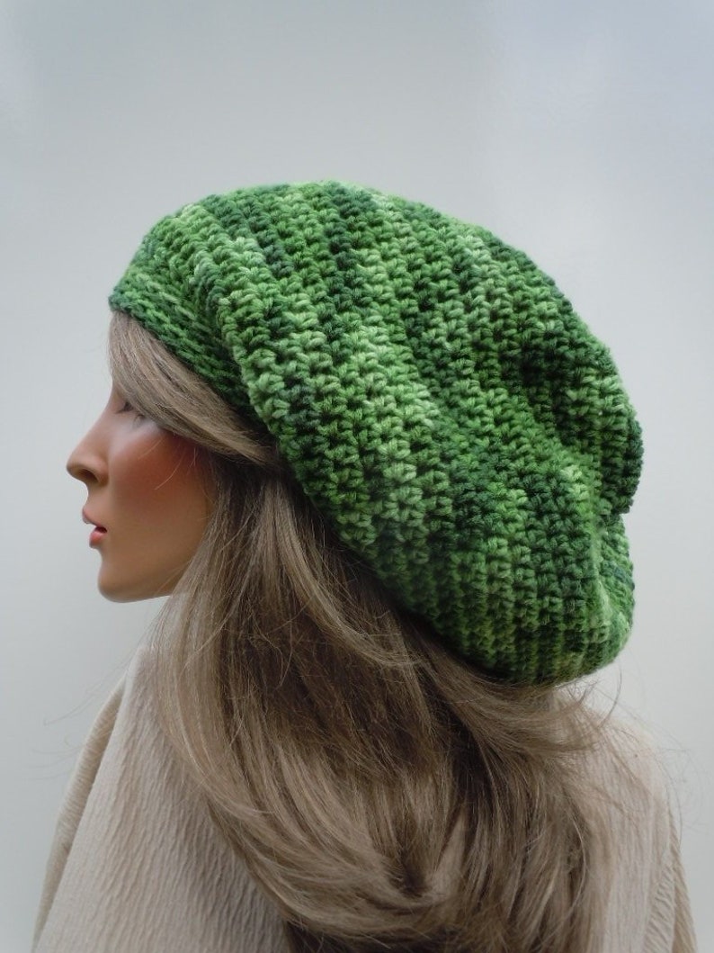 Rasta Hat Variegated Greens Jamaica Hippie Hat Dreadlock Tam Green Slouchy Bright Green Tam Rasta Tam Cap Bag Hat