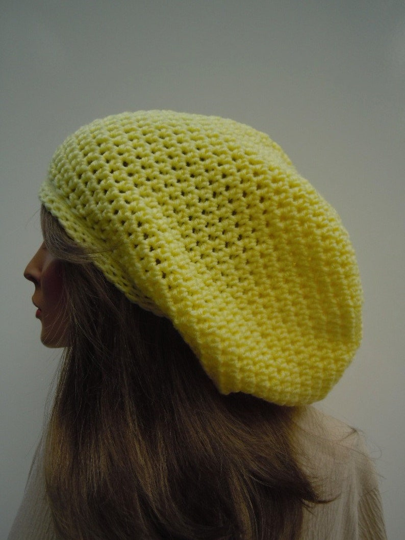 Sunny Yellow Tam Bag Hat Soft Yellow Hat Oversized Slouchy Tam Hippie Hat Pale Yellow Tam Dreadlock Tam Rasta Tam Cap