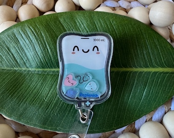 IV Bag Badge Reel | Nurse Work Badge Holder | Cute Kawaii Retractable ID Reel for Nursing Students, Healthcare Professionals & Lab Techs