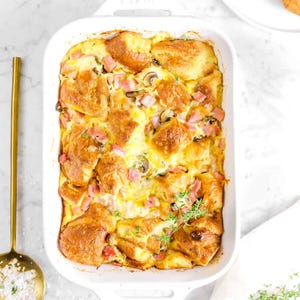 Ham and Cheese Croissant Casserole Recipe | Savory Brunch Bake | Make-Ahead Breakfast | Printable Recipe | Digital Download PDF