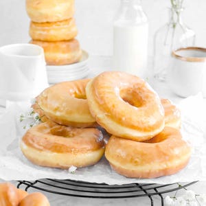 Homemade Light & Fluffy Glazed Vanilla Doughnuts Recipe | Made from Scratch | Printable Recipe | Digital Download PDF