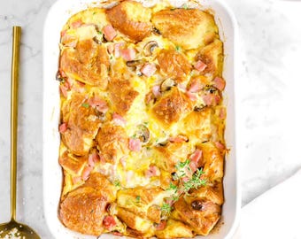 Receita de Croissant Casserole de Presunto e Queijo | PDF para impressão | Download instantâneo