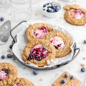 Blueberry Swirl Cheesecake Cookies Recipe | Bakery-Style Cookies | Printable Dessert | Digital Download PDF