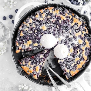 Skillet Blueberry Cobbler Recipe | Easy Homemade Blueberry Dessert | Digital Download | Printable Recipe | Spring/Summer Dessert Recipe