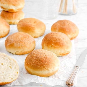 Soft and Fluffy Sourdough Discard Hamburger Buns | Digital Download + Printable PDF INCLUDED!