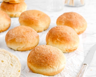 Bollos de hamburguesa de masa madre suaves y esponjosos / Descarga digital + PDF imprimible INCLUIDO.