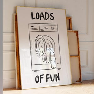 Stampa &quot;Un sacco di divertimento&quot;, decorazione murale per lavanderia, decorazione per lavanderia, arte murale &quot;Un sacco di divertimento&quot;, arredamento moderno per appartamenti, decorazioni divertenti per lavanderia