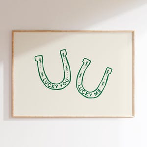 Horseshoe Posters Green Western Wall Art, Lucky You Printable Art, Wild West Print Green Retro Home Decor Retro Western Wall Art, Cowboy Art