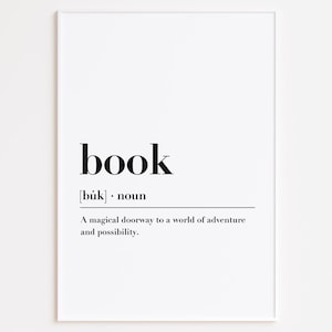 Book Definition Printable Wall Art, Book Definition sign, Book Print Quote, Definition Art Print, Book Lovers Gift, Library Art Decor