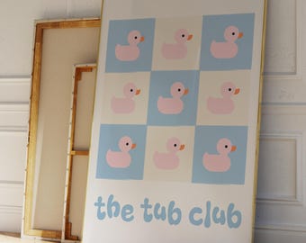 Rubber Ducks Art Bath Print, The Tube Club Print, Rubber Duck Pattern Printable, Funny Rubber Duck Wall Art, Bathroom Print, Funny Bath Sign