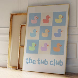 Colorful Rubber Ducks Art Bath Print, The Tube Club Print, Rubber Duck Pattern Printable, Funny Rubber Duck Wall Art, Bathroom Printable