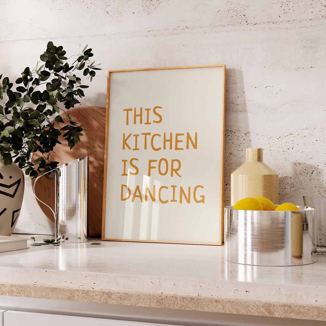 kitchen wall art set of 6 fun foodie prints this... This Kitchen is for Dancing Poster, Funny Kitchen Print, Trendy Wall ...