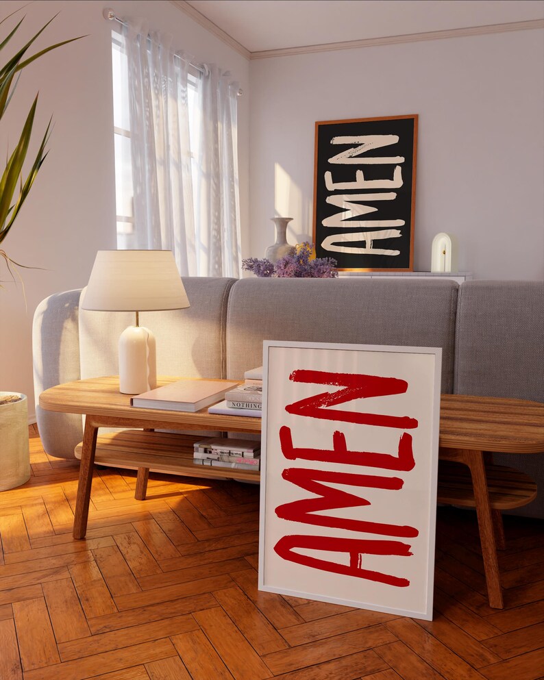 Amen Print, Jesus Typography Poster, Trendy Christian Wall Art ...