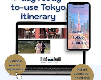 東京4日間旅程：クリック可能な日本旅行プランナー（デジタルダウンロード）、東京旅行ガイド