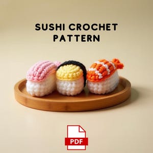 Crochet Sushi Set PDF Pattern, Amigurumi Sushi Pattern, Handmade Sushi Set, Sushi Set Pattern, Pretend Play Food, Crochet Sushi Pattern