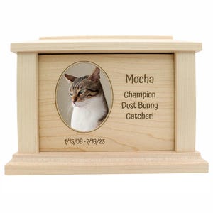 Maple Pet Ashes Urn | Custom Engraved Dog Cat Memorial Box | Handmade Wood Keepsake