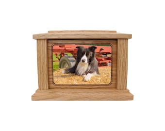 Handmade Oak Pet Cremation Urn: Engraved Wooden Ashes Box