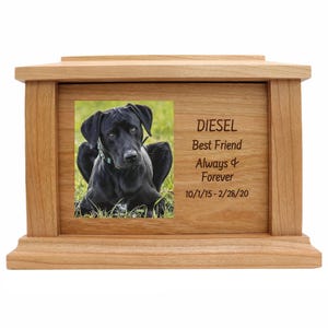 Dog & Cat Urn | Personalized Wooden Pet Cremation Box | Handcrafted Engraved Memorial Keepsake