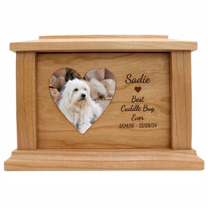 Wooden Pet Ashes Urn | Engraved Dog Cat Cremation Box | Custom Handmade Keepsake Memorial