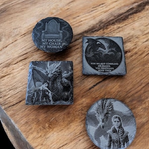 Fourth Wing inspired laser engraved slate coasters