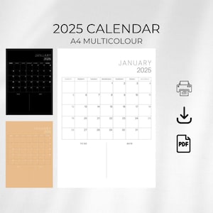 2025 Calendar 3 x 2025 Monthly Planner 2025 Wall Calendar PDF Minimalist 2025 Calendar Printable PDF