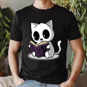 Cat Lover T-shirt, Cat Book Shirt, Cat Lover Gift, Gift for Her, Cat Mom Shirt Gift, Cute Cat Shirts, Cute Book Cat Tshirt, Cat Shirt, Book
