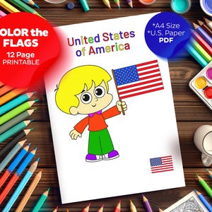 World Flags Coloring Pages for Kids | International Flag Printable | Educational Cultural Activity | Geography Fun PDF Download