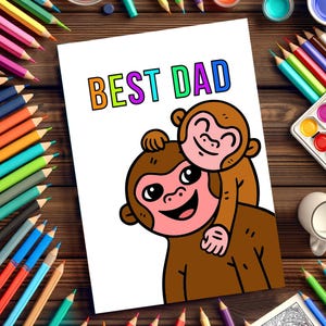 Vatertags-Malseiten - 10 druckbare PDF-Blätter für Kinder – lustige und herzliche Papa-Aktivitäten – Größen A4-US Letter