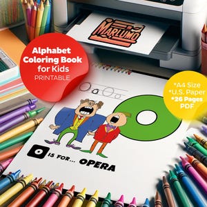 Libro imprimible para colorear y trazar el alfabeto / Reconocimiento de letras del abecedario y práctica de escritura a mano / Actividad divertida para preescolar