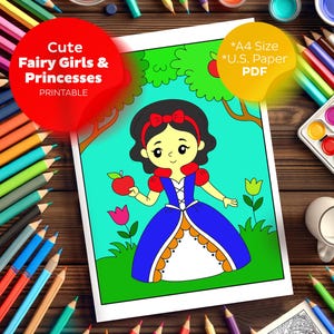 Fairy Tale Coloring Pages: Princesses, Fairies, Fantasy Art (PDF Download A4/US Letter Size)