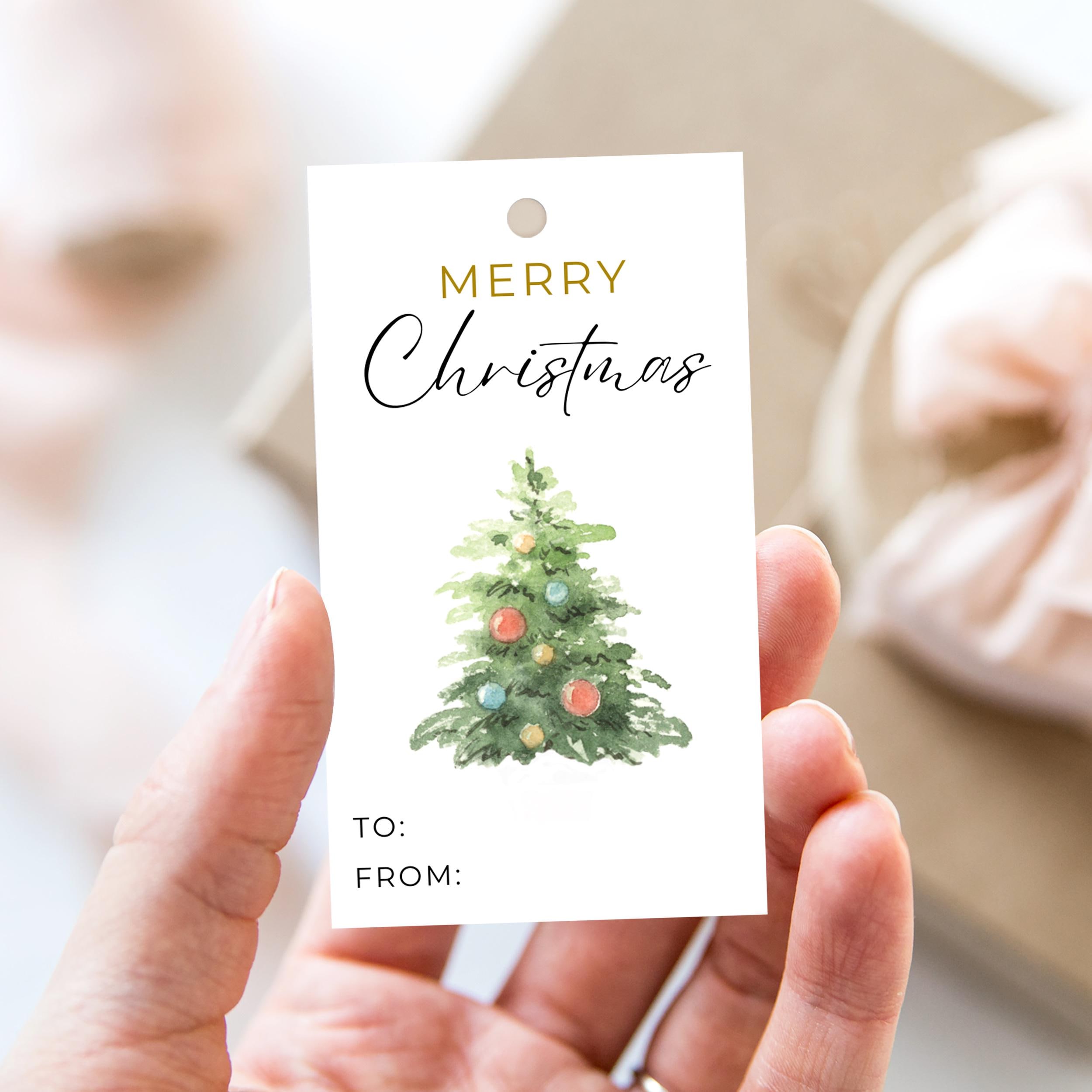 Merry Christmas Gift Tags Bundle Editable Watercolor Holiday Favor ...