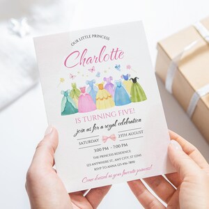 Prinzessin Geburtstag Animierte Telefon Einladung Aquarell Royal Mädchen Kleid Canva Vorlage Digitaler Download P17 Bild 11