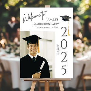 Abschluss Willkommensschild 2025 Bearbeitbares Fotoposter Abschluss Yard Sign Abiturient Druckbare Canva Vorlage Digitaler Download