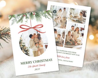 Editable Christmas Photo Card Template, Printable Canva Holiday Greeting Card Digital Download