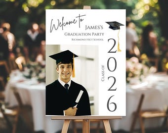 Welkomstbord voor afstuderen 2026: bewerkbare fotoposter (digitale download)