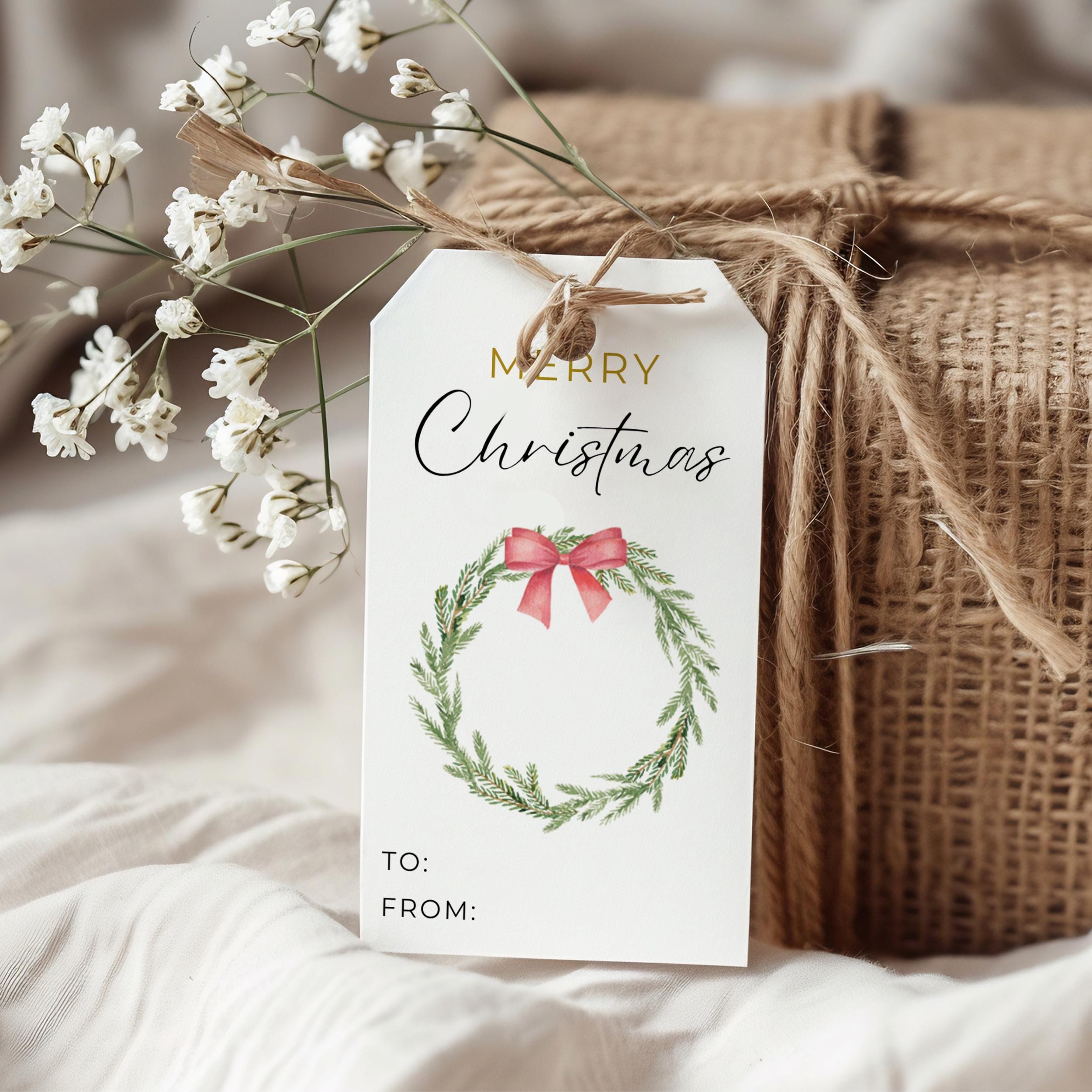 Merry Christmas Gift Tags Bundle Editable Watercolor Holiday Favor ...