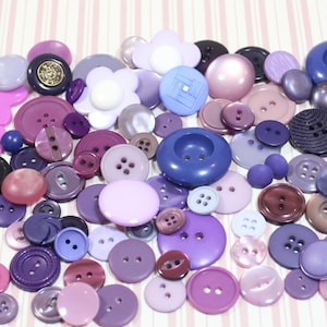 Purple Lavendar Plum Violet Crafting Sewing Buttons 100 Clean Plastic Vintage Lilac Mauve  Assorted New Old Stock Buttons