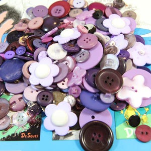 Purple Plastic Buttons: 200+ Assorted Sewing & Crafting