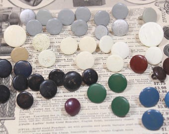 Antique Victorian Metal Boot Buttons - Mixed Lot of 46 - Assorted Colors & Sizes