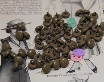 Antique Brown Shoe Buttons: 1900s Victorian Boot Spats, 20 Medium Metal Buttons