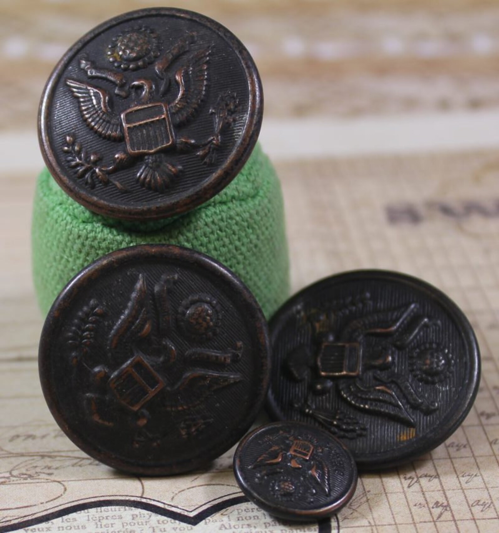 Antique Military Buttons US Army Great Seal 1900's Brass Etsy