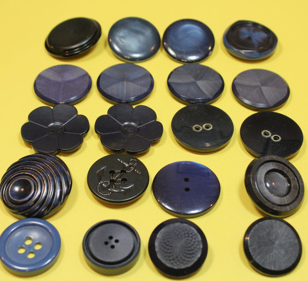 Navy Blue Plastic Sewing Buttons: 20 Large Medium Lot Assorted Craft ...