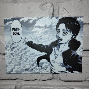 Attack on Titan Inspiriert ""Freedom"" 3D Gedrucktes Manga Panel Strukturiertes Poster Anime Wand Kunst Eren Yeager Szene AOT Sammlerstück Manga Fan Geschenk."