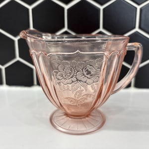 Anchor Hocking Mayfair Open Rose Pink Depression Glass Creamer Bowl