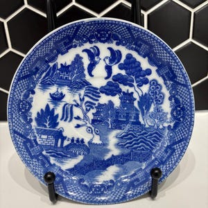 Japanese Blue & White Ceramic Plate 5 3/8”