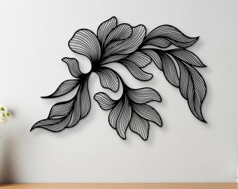 Flowing Lines Metal Wall Art, Luxury Modern Abstract Line Sculpture, Large Minimalist Steel Wall Hanging For Living Room & Office Decor