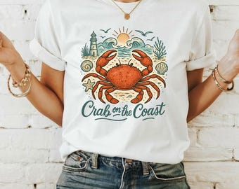 Cangrejo costero PNG, Estética de pescador PNG, Vibras de verano, Diseño de camiseta de vacaciones, Diseño para amantes de los mariscos, Cangrejo costero PNG, Sublimación de verano