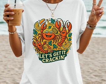 Get It Crackin Crab Png, Summer Aesthetic, Funny Crawfish png, Ocean Beach Design png, Foodie Lover, Crab Lobster PNG, Vacation Design png
