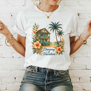 Dreaming of Vacation Beach png, Palm Trees Png, Summer Sublimation, Hibiscus, Summer Vibes png, Tropical png, Trendy Design, Summer Vibes